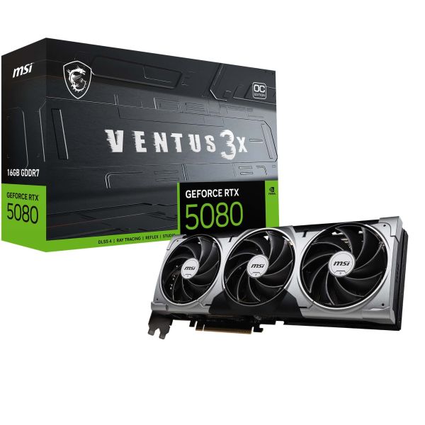 MSI VENTUS GeForce RTX5080 16G 3X OC NVIDIA GeForce RTX 5080 16 GB GDDR7 (GEFORCE RTX 5080 16G VENTUS 3X OC)