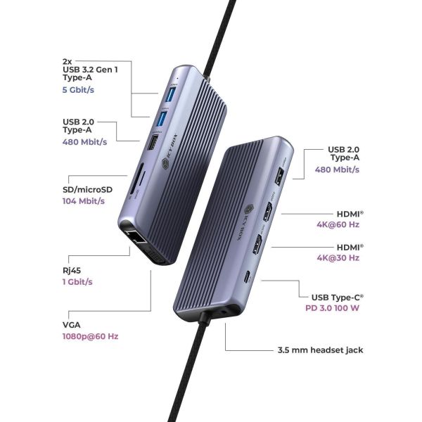 ICY BOX IB-DK4062-CPD Bedraad USB 3.2 Gen 1 (3.1 Gen 1) Type-C Antraciet (IB-DK4062-CPD)