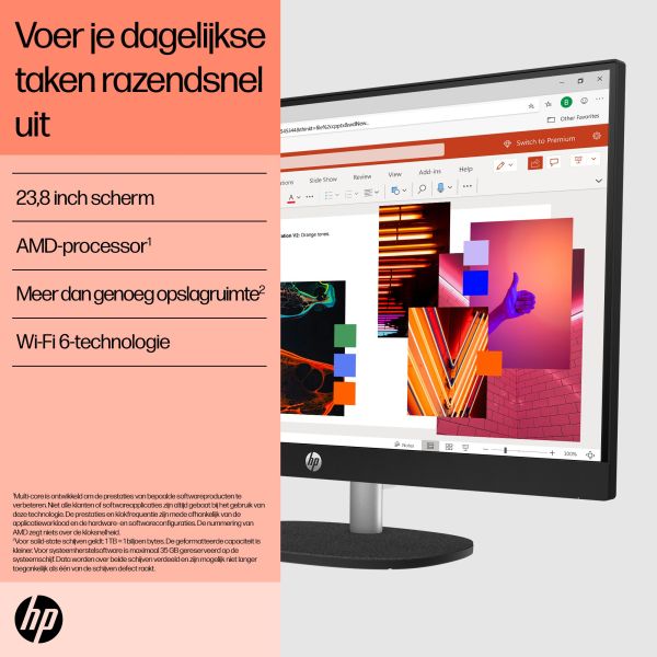 HP 24-cr0050nd AMD Ryzen™ 5 7520U 60,5 cm (23.8") 1920 x 1080 Pixels Alles-in-één-pc 8 GB LPDDR5-SDRAM 512 GB SSD Windows 11 Home Wi-Fi 6 (802.11ax) Zwart (895R0EA#ABH) HP 24-cr0050nd AMD Ryzen™ 5 7520U 60,5 cm (23.8") 1920 x 1080 Pixels Alles-in-één-pc 8 GB LPDDR5-SDRAM 512 GB SSD Windows 11 Home Wi-Fi 6 (802.11ax) Zwart (895R0EA#ABH)