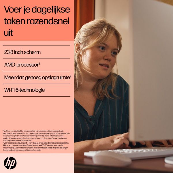 HP 24-cr0050nd AMD Ryzen™ 5 7520U 60,5 cm (23.8") 1920 x 1080 Pixels Alles-in-één-pc 8 GB LPDDR5-SDRAM 512 GB SSD Windows 11 Home Wi-Fi 6 (802.11ax) Zwart (895R0EA#ABH) HP 24-cr0050nd AMD Ryzen™ 5 7520U 60,5 cm (23.8") 1920 x 1080 Pixels Alles-in-één-pc 8 GB LPDDR5-SDRAM 512 GB SSD Windows 11 Home Wi-Fi 6 (802.11ax) Zwart (895R0EA#ABH)