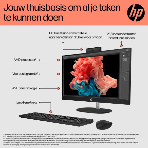 HP 24-cr0050nd AMD Ryzen™ 5 7520U 60,5 cm (23.8") 1920 x 1080 Pixels Alles-in-één-pc 8 GB LPDDR5-SDRAM 512 GB SSD Windows 11 Home Wi-Fi 6 (802.11ax) Zwart (895R0EA#ABH) HP 24-cr0050nd AMD Ryzen™ 5 7520U 60,5 cm (23.8") 1920 x 1080 Pixels Alles-in-één-pc 8 GB LPDDR5-SDRAM 512 GB SSD Windows 11 Home Wi-Fi 6 (802.11ax) Zwart (895R0EA#ABH)