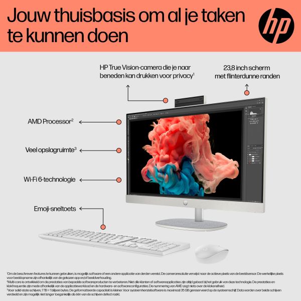 HP 24-cr0050nd AMD Ryzen™ 5 7520U 60,5 cm (23.8") 1920 x 1080 Pixels Alles-in-één-pc 8 GB LPDDR5-SDRAM 512 GB SSD Windows 11 Home Wi-Fi 6 (802.11ax) Zwart (895R0EA#ABH) HP 24-cr0050nd AMD Ryzen™ 5 7520U 60,5 cm (23.8") 1920 x 1080 Pixels Alles-in-één-pc 8 GB LPDDR5-SDRAM 512 GB SSD Windows 11 Home Wi-Fi 6 (802.11ax) Zwart (895R0EA#ABH)
