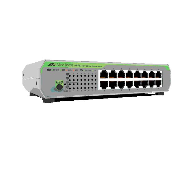 Allied Telesis FS710/16E Unmanaged Fast Ethernet (10/100) 1U Groen, Grijs (FS710/16E-60)
