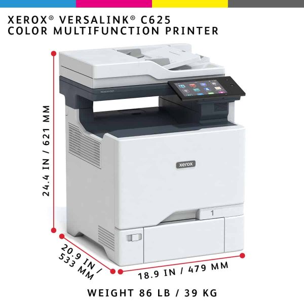 Xerox VersaLink C625 A4 50 ppm dubbelzijdig kopiëren en printen, scannen en faxen, geschikt voor PS3 PCL5e/6 2 laden voor max. 650 vel (C625/DN)