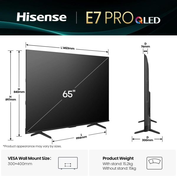 Hisense 65E77Q PRO 165,1 cm (65") 4K Ultra HD Smart TV Wifi Zwart (20015825) Hisense 65E77Q PRO 165,1 cm (65") 4K Ultra HD Smart TV Wifi Zwart (20015825)
