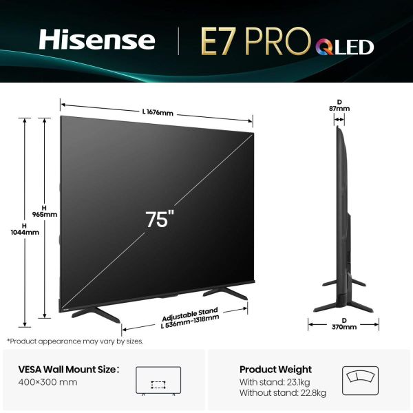 Hisense 75E77Q PRO 190,5 cm (75") 4K Ultra HD Smart TV Wifi Zwart (20015845) Hisense 75E77Q PRO 190,5 cm (75") 4K Ultra HD Smart TV Wifi Zwart (20015845)
