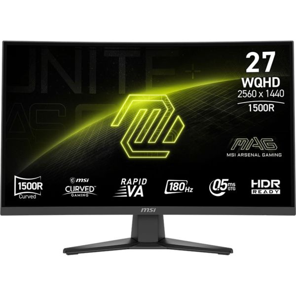 MSI 68,58cm/27 (2560x1440) MSI MAG 275CQF E18 16:9 Curved RapidVA 0,5ms 180Hz 2xHDMI DisplayPort HDR Ready Black (9S6-3CE91H-010)