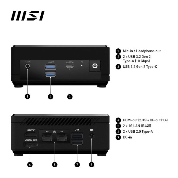 MSI Cubi N ADL-006DE Intel® N N200 4 GB DDR4-SDRAM 128 GB SSD Windows 11 Pro Mini PC Zwart (00B0A911-006)