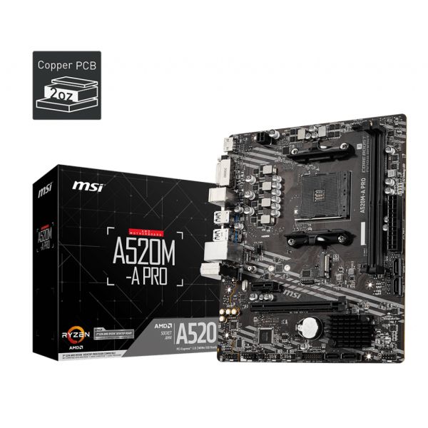 MSI A520M-A PRO moederbord AMD A520 Socket AM4 micro ATX (7C96-001R)