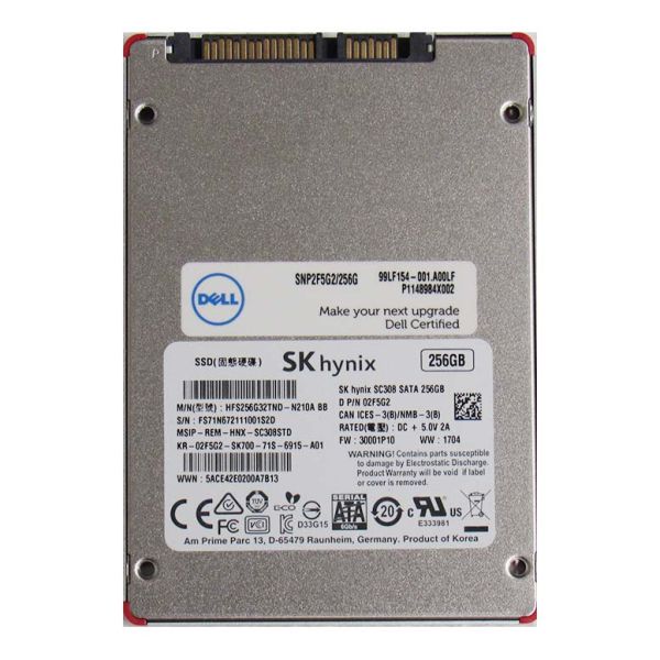 Dell 256GB 6G 2.5" SATA SSD Refurbished (2F5G2-RFB)