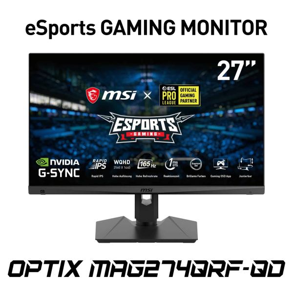 MSI Optix MAG274QRFDE-QD computer monitor 68,6 cm (27") 2560 x 1440 Pixels Wide Quad HD LCD Zwart (9S6-3CA8DA-028) MSI Optix MAG274QRFDE-QD computer monitor 68,6 cm (27") 2560 x 1440 Pixels Wide Quad HD LCD Zwart (9S6-3CA8DA-028)