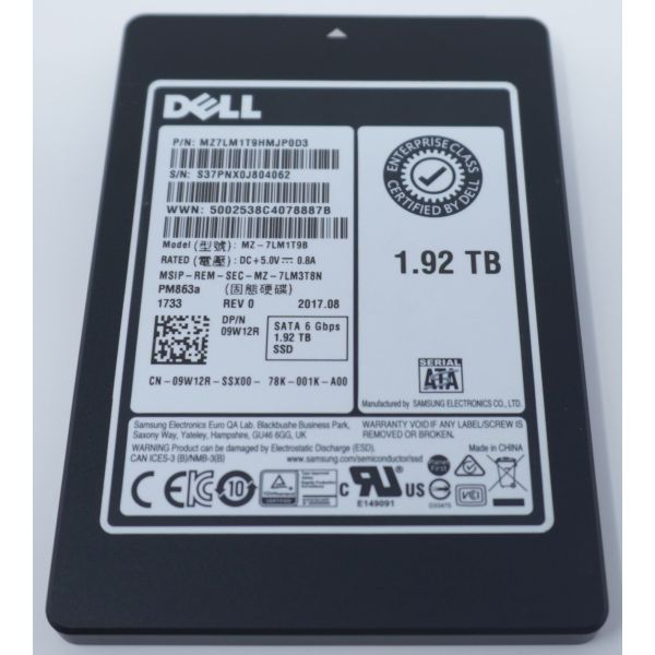Dell SSDR 1.9TB SATA6 2.5 512N Refurbished (9W12R-RFB)