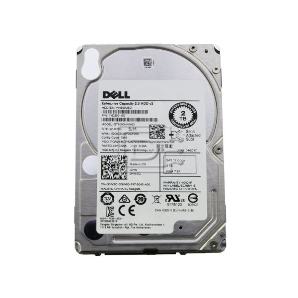 Dell 2TB 7.2K 12G 2.5" SAS HDD Refurbished (FVX7C-RFB)