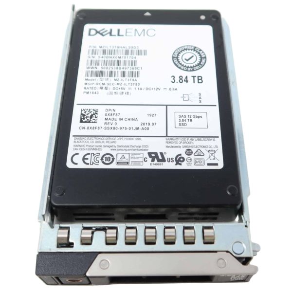 Dell EMC 3.84TB 12G SAS 2.5" SSD Refurbished (X8F87-RFB)