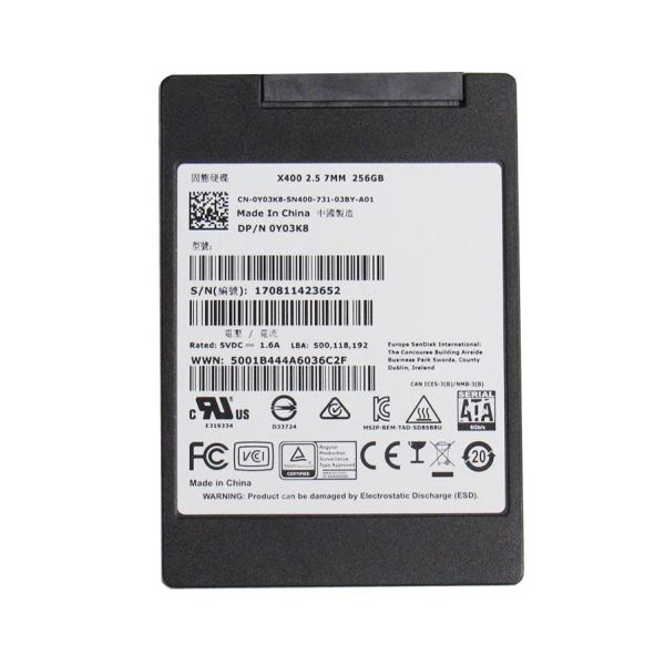 Dell 256GB 2.5" 6Gbps SATA SSD (Y03K8-RFB)