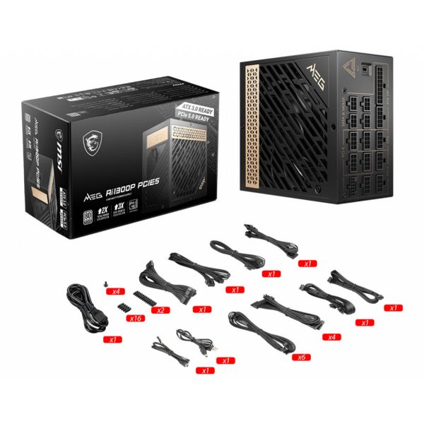 MSI MEG AI1300P PCIE5 power supply unit 1300 W 24-pin ATX ATX Zwart (MEG AI1300P PCIE5)