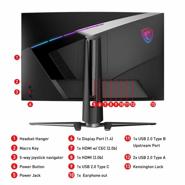 MSI MPG Artymis 273CQR 68,6 cm (27") 2560 x 1440 Pixels Wide Quad HD LCD Zwart (MPG ARTYMIS 273CQR)