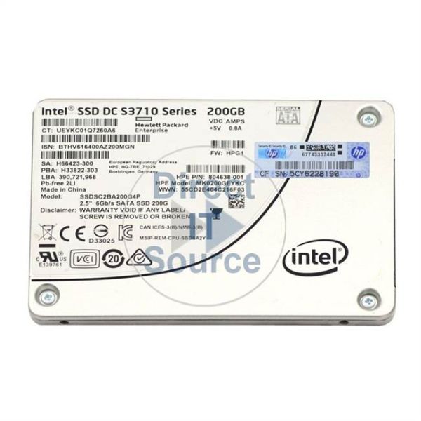 HPE 200GB SATA 6G WRITE (MK0200GEYKC-RFB)