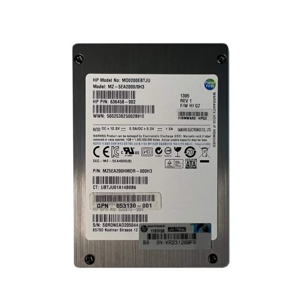 HPE 200GB Hot Plug SSD 3GB (MO0200EBTJU-RFB)