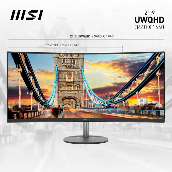 MSI Pro MP341CQ 86,4 cm (34") 3440 x 1440 Pixels UltraWide Quad HD Zwart (PRO MP341CQ)