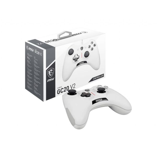 MSI Force GC20 V2 Wit USB 2.0 Gamepad Analoog/digitaal Android, PC (S10-04G0020-EC4)