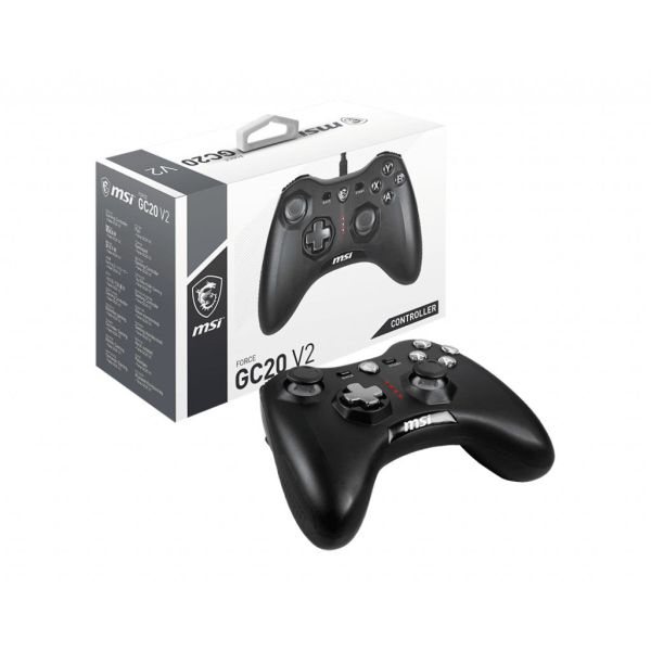 MSI Force GC20 V2 Zwart USB 2.0 Gamepad Analoog/digitaal Android, PC (S10-04G0050-EC4)