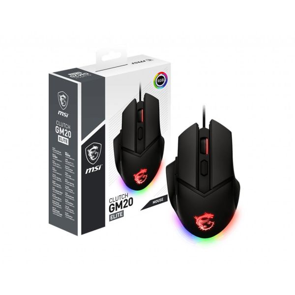 MSI Clutch GM20 Elite muis Rechtshandig USB Type-A Optisch 6400 DPI (S12-0400D00-C54)