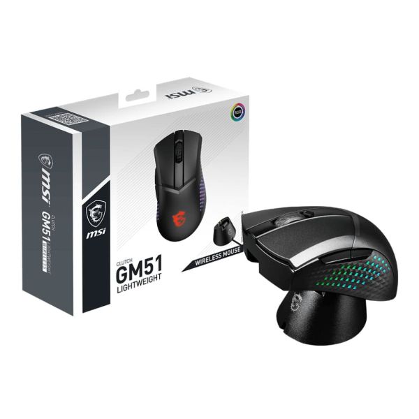 MSI CLUTCH GM51 LIGHTWEIGHT WIRELESS muis Gamen Rechtshandig RF Wireless + Bluetooth + USB Type-C Optisch 26000 DPI (S12-4300080-C54)