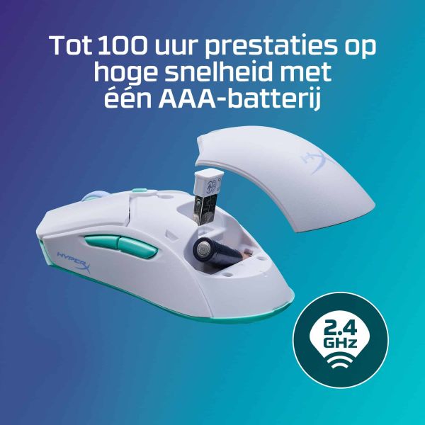 HyperX Pulsefire Haste 2 Core Wls - gaming muis (wit/grn/prs) (8R2E7AA) HyperX Pulsefire Haste 2 Core Wls - gaming muis (wit/grn/prs) (8R2E7AA)