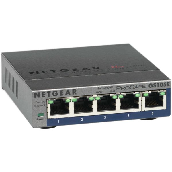 NETGEAR ProSAFE Unmanaged Plus Switch - GS105E - 5 Gigabit Ethernet poorten (GS105E-200PES)