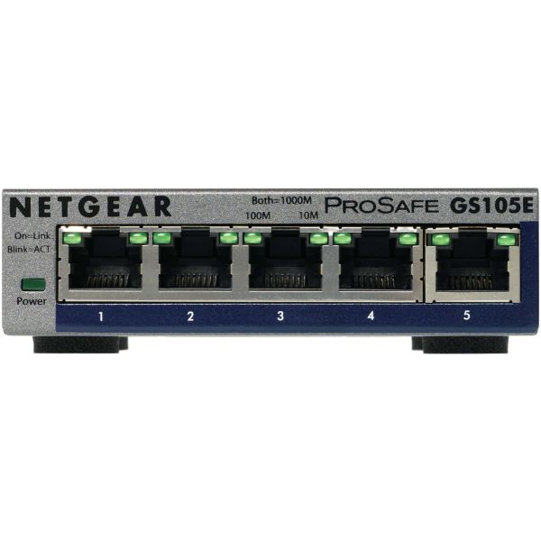 NETGEAR ProSAFE Unmanaged Plus Switch - GS105E - 5 Gigabit Ethernet poorten (GS105E-200PES)