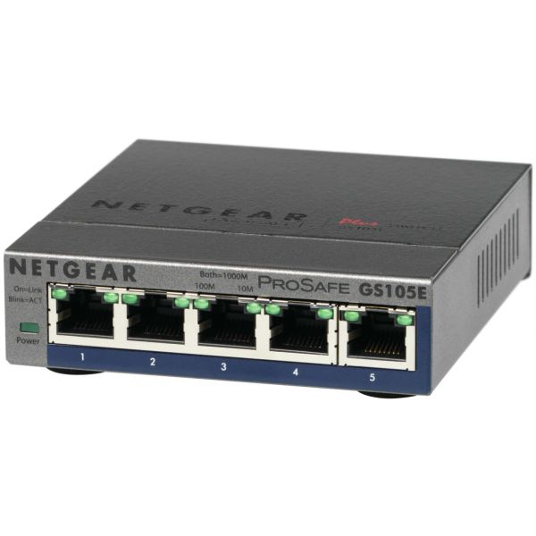 NETGEAR ProSAFE Unmanaged Plus Switch - GS105E - 5 Gigabit Ethernet poorten (GS105E-200PES)