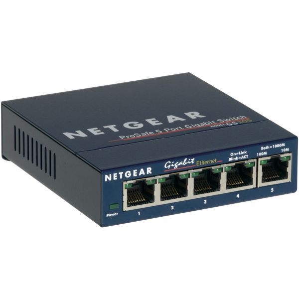 NETGEAR ProSAFE Unmanaged Switch - GS105 - Desktop - 5 Gigabit Ethernet poorten 10/100/1000 Mbps (GS105GE)