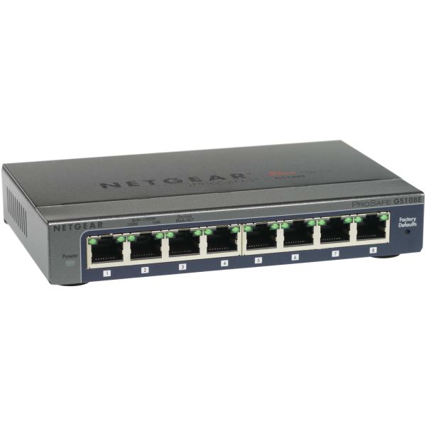 NETGEAR ProSAFE Unmanaged Plus Switch - GS108E - 8 Gigabit Ethernet poorten (GS108E-300PES)