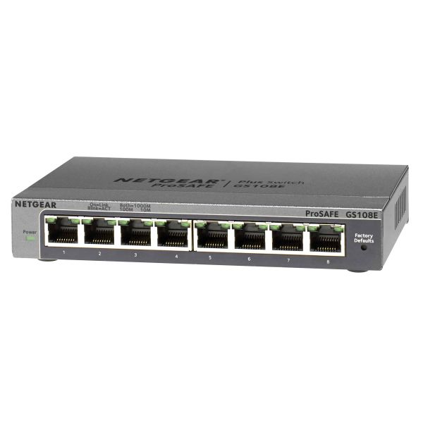 NETGEAR ProSAFE Unmanaged Plus Switch - GS108E - 8 Gigabit Ethernet poorten (GS108E-300PES)