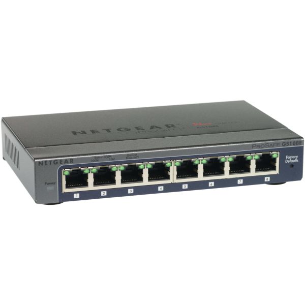 NETGEAR ProSAFE Unmanaged Plus Switch - GS108E - 8 Gigabit Ethernet poorten (GS108E-300PES) NETGEAR ProSAFE Unmanaged Plus Switch - GS108E - 8 Gigabit Ethernet poorten (GS108E-300PES)