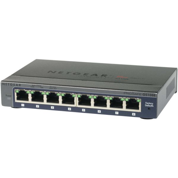 NETGEAR ProSAFE Unmanaged Plus Switch - GS108E - 8 Gigabit Ethernet poorten (GS108E-300PES) NETGEAR ProSAFE Unmanaged Plus Switch - GS108E - 8 Gigabit Ethernet poorten (GS108E-300PES)