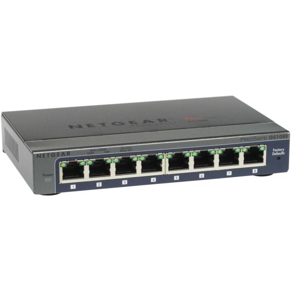 NETGEAR ProSAFE Unmanaged Plus Switch - GS108E - 8 Gigabit Ethernet poorten (GS108E-300PES)