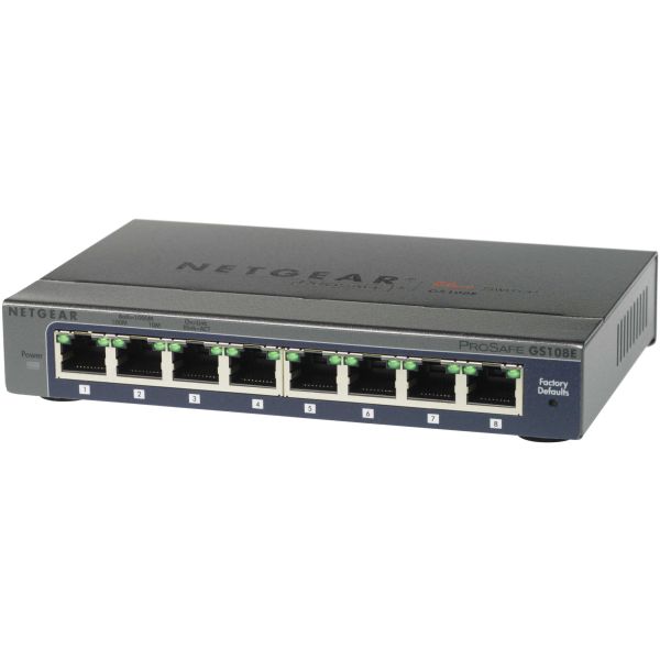 NETGEAR ProSAFE Unmanaged Plus Switch - GS108E - 8 Gigabit Ethernet poorten (GS108E-300PES)