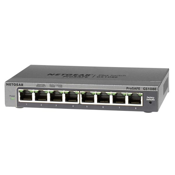 NETGEAR ProSAFE Unmanaged Plus Switch - GS108E - 8 Gigabit Ethernet poorten (GS108E-300PES)