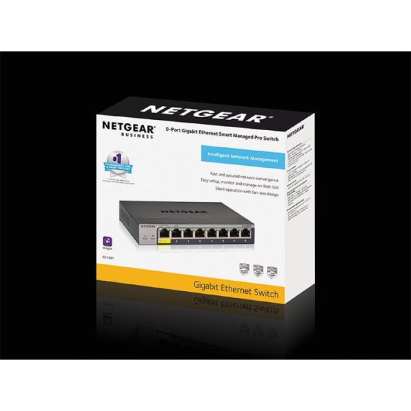 NETGEAR GS108Tv3 Managed L2 Gigabit Ethernet (10/100/1000) Grijs (GS108T-300PES)