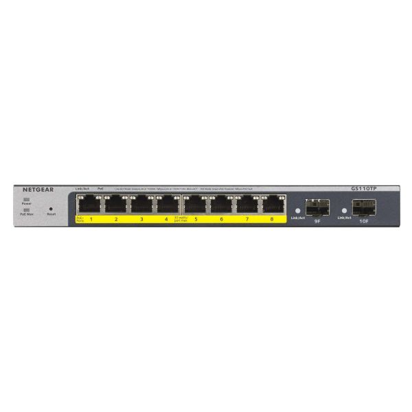 NETGEAR GS110TP Managed L2/L3/L4 Gigabit Ethernet (10/100/1000) Power over Ethernet (PoE) Grijs (GS110TP-300EUS)