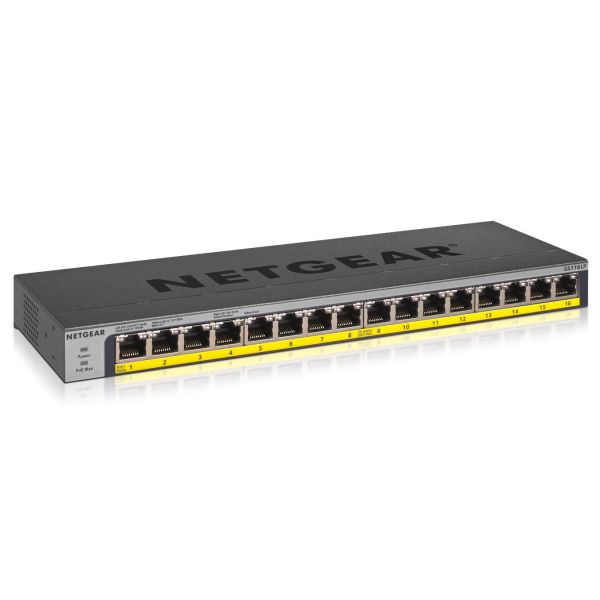 NETGEAR GS116LP Unmanaged Gigabit Ethernet (10/100/1000) Power over Ethernet (PoE) Zwart (GS116LP-100EUS) NETGEAR GS116LP Unmanaged Gigabit Ethernet (10/100/1000) Power over Ethernet (PoE) Zwart (GS116LP-100EUS)
