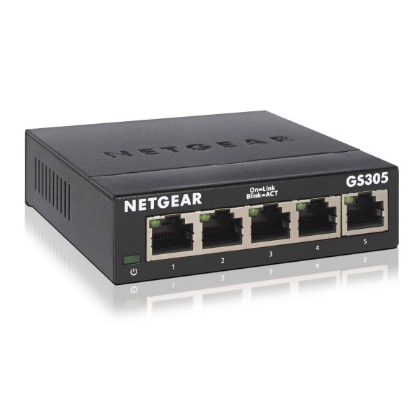NETGEAR GS305 Unmanaged L2 Gigabit Ethernet (10/100/1000) Zwart (GS305-300PES) NETGEAR GS305 Unmanaged L2 Gigabit Ethernet (10/100/1000) Zwart (GS305-300PES)