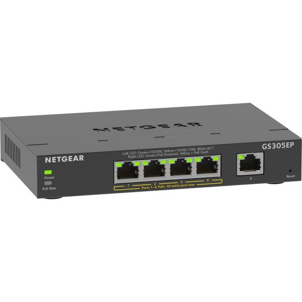 NETGEAR 5-Port Gigabit Ethernet PoE+ Plus Switch (GS305EP) (GS305EP-100PES)