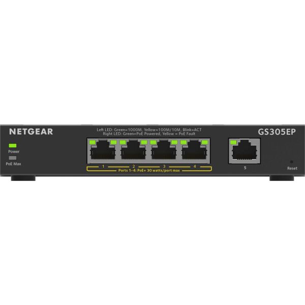 NETGEAR 5-Port Gigabit Ethernet PoE+ Plus Switch (GS305EP) (GS305EP-100PES)