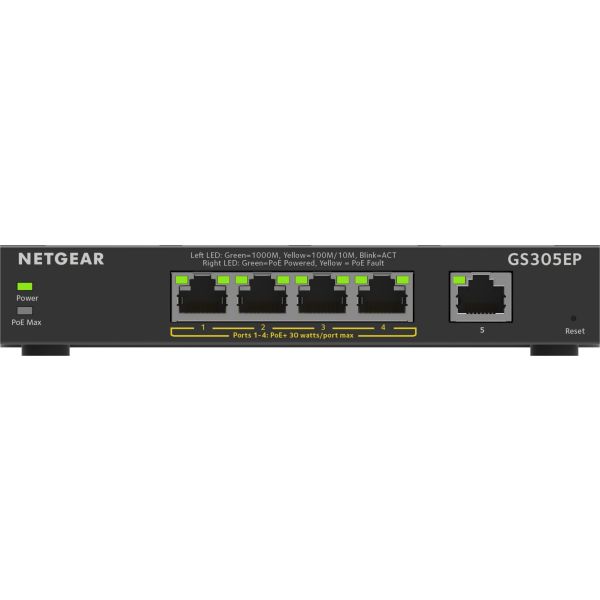 NETGEAR 5-Port Gigabit Ethernet PoE+ Plus Switch (GS305EP) (GS305EP-100PES)
