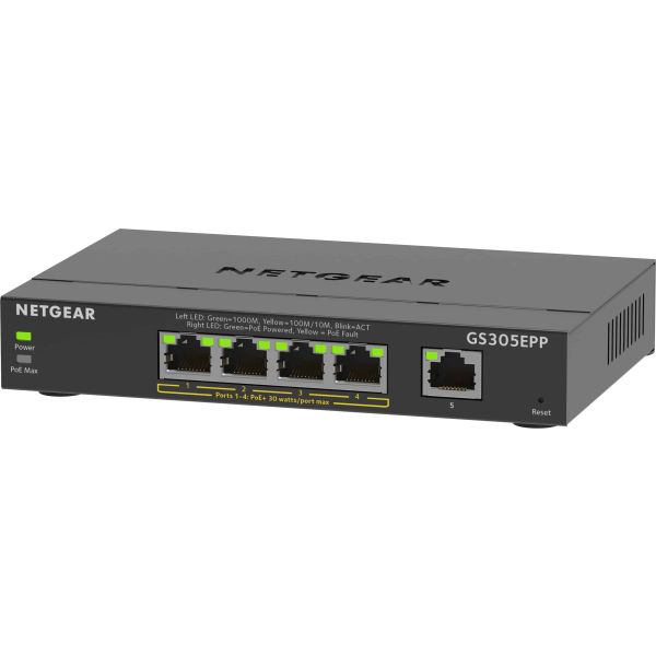 NETGEAR 5-Port Gigabit Ethernet High-Power PoE+ Plus Switch (GS305EPP) (GS305EPP-100PES)