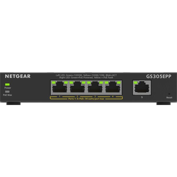 NETGEAR 5-Port Gigabit Ethernet High-Power PoE+ Plus Switch (GS305EPP) (GS305EPP-100PES)