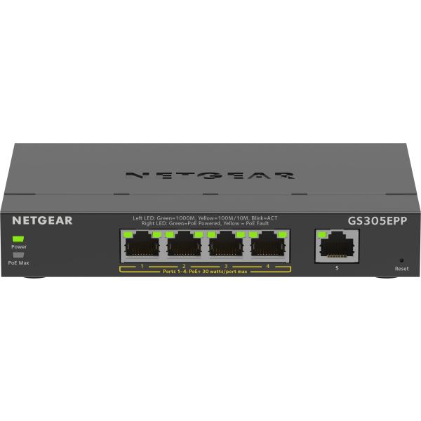 NETGEAR 5-Port Gigabit Ethernet High-Power PoE+ Plus Switch (GS305EPP) (GS305EPP-100PES)